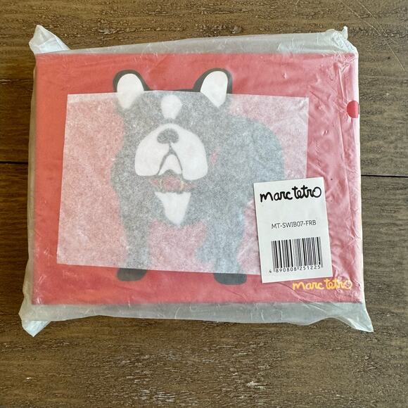 Marc Tetro Red Frenchie NWT Box and in Polly Wristlet Wallet Striped Interior - Picture 7 of 9